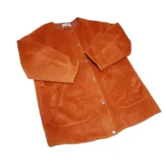 vin　モヘヤ混　ノーカラーコート　Mサイズ　オレンジ