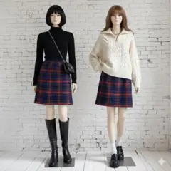 【即日配送】ナノユニバース　チェック柄 タイトスカート ひざ丈　フリー