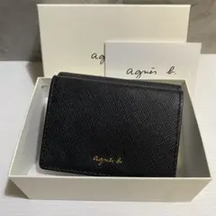 【未使用】agnes b. 　サフィアーノレザー　3つ折り財布　ブラック