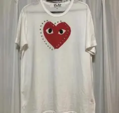 M プレイコムデギャルソン　スタッズ付きホワイト半袖Tシャツ