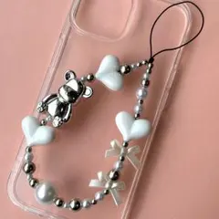 ハンドメイド　ビーズストラップ　スマホストラップ　携帯ストラップ　(ᵔᴥᵔ)♡