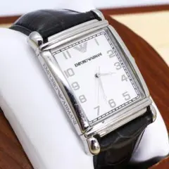 稼働 EMPORIO ARMANI 腕時計 シルバー ３針 新品電池 2778