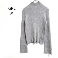 グレイル リブニット セーター ハイネック ショート丈 グレー 定番シンプル