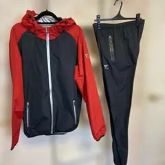 メンズダイエット　サウナスーツ　赤/黒 フード付き