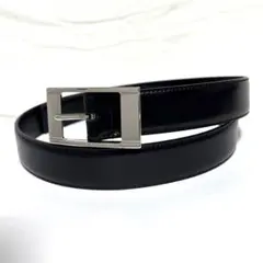 GUCCI グッチ メンズ レザー ベルト シルバーバックル ブラック 907
