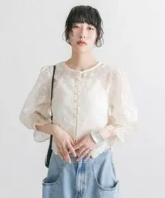 KBF 刺繍レース ブラウス