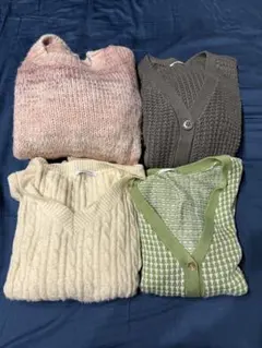 【レディース】ニット・セーター4点セット　Mサイズ、フリーサイズ