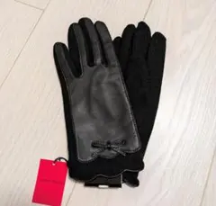新品 CHARLES JOURDAN レザー 手袋 羊革 りぼん 黒