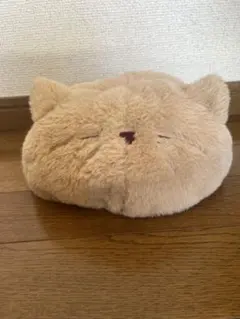 や*！様 猫の顔 ベレー帽 ベージュ チェック柄