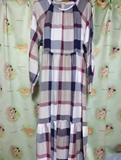 CB チェック柄 長袖ワンピース