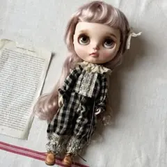 リネン　ブロックチェックセットアップ　ネオブライスアウトフィット　ドール服