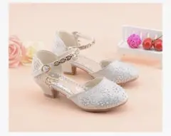 【一回着用のみ】ピアノ発表会　女の子　靴　シルバー　銀　23 23.5 24