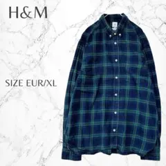 エイチアンドエム チェック柄 きれいめカジュアル ネルシャツ EUR/XL