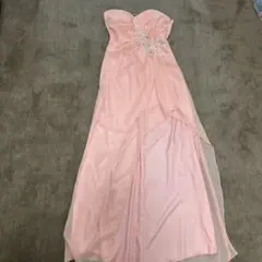 ピンク シフォン ドレス ストラップレス　L