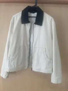 Zara コントラストストライプテクスチャージャケット