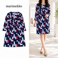 マリメッコ/ピッコロワンピース/36/ロング丈/コットン/ブルー