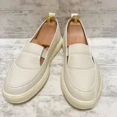 【良品】ムーンスター 24㎝ フラットシューズ ホワイト スリッポン