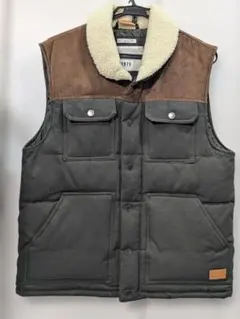 【希少】ZARA ダウンベスト USA XL グレーグリーン/ブラウン