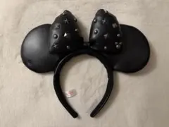 スタッズ付き黒ミッキー耳カチューシャ