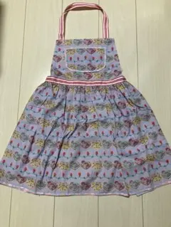 未使用フェフェ fafaキッズエプロン 紫色 ハートケーキデザイン