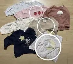 裏毛 綿100% トレーナー 3枚セット 80cm 女の子 保育園着