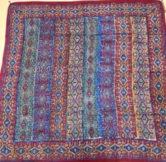 インド綿 フリンジ付き マルチカバー 正方形 114×114センチくらい 薄手