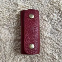 レザーキーケース 赤 ゴールド金具