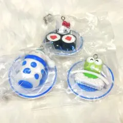 サンリオ　お寿司キーチェーン　キティ　シナモン　けろっぴ　カプセルトイ　３点