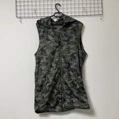 迷彩 フード付きベスト