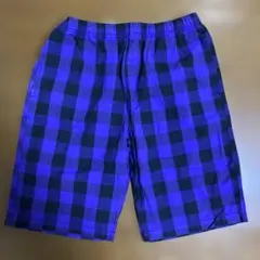 紫と黒のチェック柄ショートパンツ Lサイズ