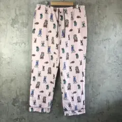 Y5830古着　柄パンツ　パジャマパンツ　ピンクオレンジ　90s Y2K