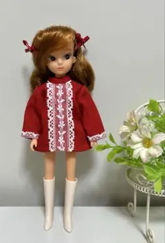 1493【復刻版初代リカちゃん】ピンクのレトロワンピース※リカちゃん服