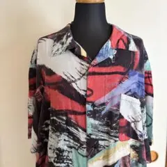多色抽象パターンオーバーサイズシャツ
