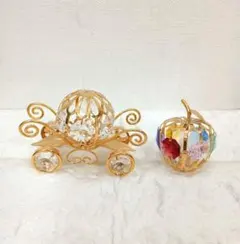 置物　クリスタル　馬車&アップル　インテリア