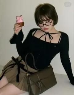 アンドマリー andmary Lil lace knit tops black - メルカリ