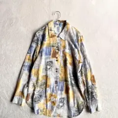 【ブレイズ】長袖ブラウス（F）シャツ 抽象柄 総柄 ヴィンテージ レトロ