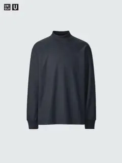 ブラッシュドジャージーモックネックTシャツ　UNIQLO U 68 BLUE S