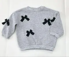 H&M グレー リボン付き裏起毛トレーナー 85cm 12-18M