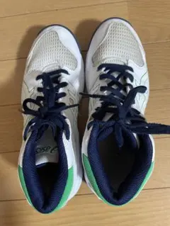 ASICS キッズシューズ ホワイト/グリーン/ネイビー