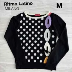 Ritmo Latino セーター　黒　水玉　リボン　秋冬　エレガント