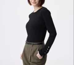 GU リブボタンスリーブセーター