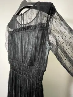 パーティードレス　ブライダル　プリーツドレス　ドット柄　結婚式