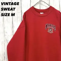 ヴィンテージ古着　ワンポイントプリントスエットトレーナー　サイズM 赤　レッド