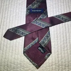 Yves Saint Laurent ネクタイ ボルドー系 総柄