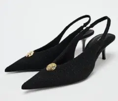 ZARA ブラック スリングバックパンプス