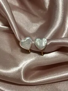 ハート型パールイヤリング　クリップ式