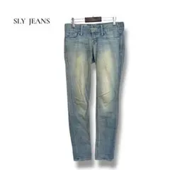 スライSLYデニムパンツ Sブルー ヴィンテージ加工 ローライズ スキニー美脚