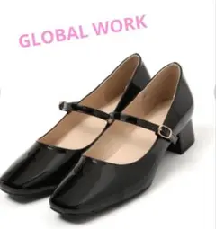 GLOBAL WORK✳️新品同様らくッション エナメルストラップパンプス
