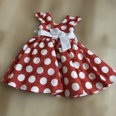 ミニーちゃん風　赤ドット　ワンピース　80-90cm
