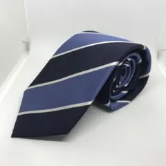 THE SUIT COMPANY ネクタイ　ネイビー×ブルー×白　ストライプ
